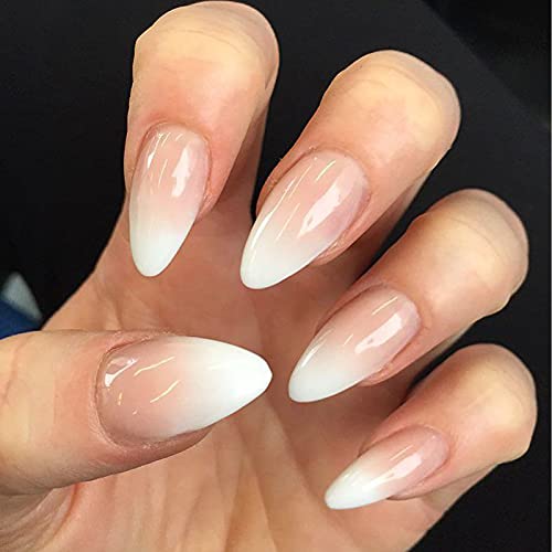 NLOOKS Press on Nails Almond Shape with Design, Short Fake Nails Medium Length Ballerina False Nail Tips for Women 24 Pcs - Pink, FXR-1808, Pink Almond Shape
