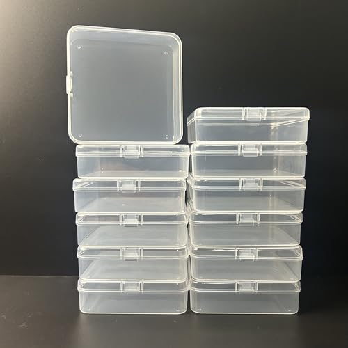 Image of 12 Pcs Clear Small Plastic Storage Containers with Lids, Ideal for Craft Supplies, Jewelry, Small Toys, Beads, Office & Household Organization