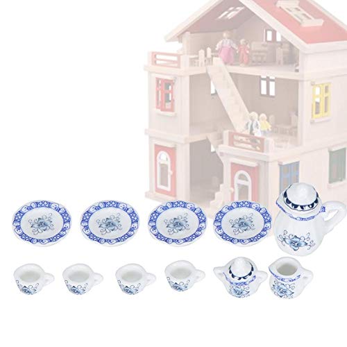 1:12 Puppenhaus Zubehör, 15 stücke Mini Porzellan Blume Teetasse Set Puppenhaus Dekor Küche Miniatur Simulation Möbel… – Bild 2