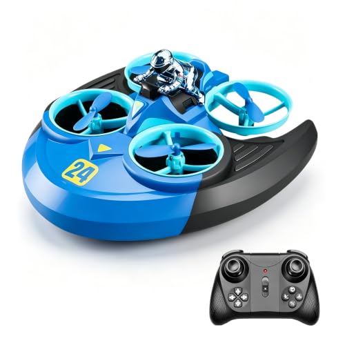 Drone RC 3 En 1 para Niños, Aerodeslizador Remoto (Bleu)