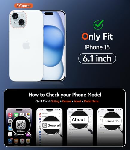 Image of FNTCASE for iPhone 15 Case Clear: iPhone 14 /13 Case Magnetic Phone Cases with Screen Protector Compatible with Magsafe Slim Anti Yellowing Rugged Protective Transparent Cell Cover (B-Blue)