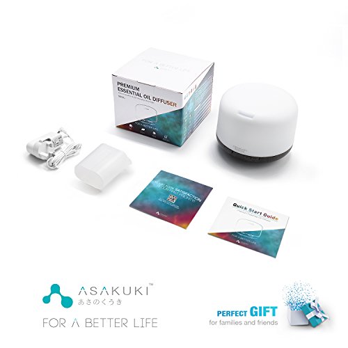 ASAKUKI 500ml Premium Essential Oil Diffuser, 5 In 1 Ultrasonic Aromatherapy Fragrant Oil Vaporizer Humidifier, Purifies The Air, Timer and Auto-Off Safety Switch, 7 LED Light Colors - Image 8