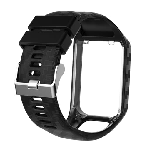 KONTONTY Correa de Silicona Grabada para Reloj Inteligente Banda Cómoda y Resistente Compatible con Tomtom Series Color Negro