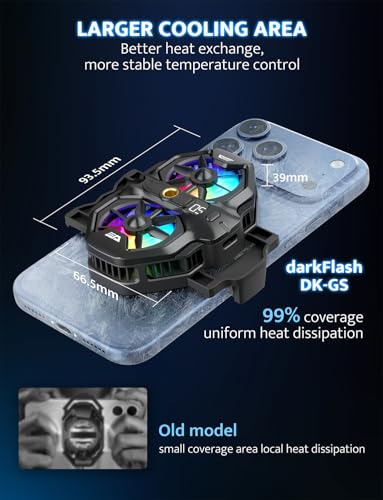 Image of darkFlash Dual Core Phone Cooler with Clip, Cell Phone Fan with Screw, Phone Cooling Fan for Gaming and Live Streaming, Phone Radiator with RGB Light, Compatible with iPhone /Samsung /Android (DK-GS)