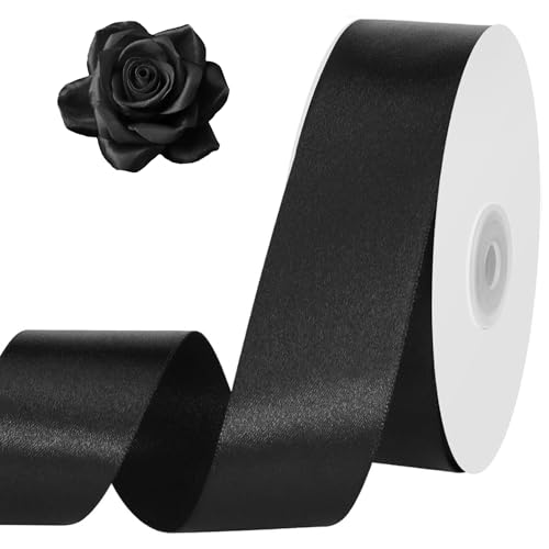 woric 120 Yards Black Ribbon 1-1/2 Inch Black Satin Ribbon for Gift Wrapping Flower Bouquet Bows Making Streamers Party Fathers Day Graduation Decorations