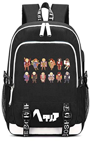 Siawasey Anime Axis Powers Hetalia Cosplay Backpack Daypack Bookbag Laptop School Bag with USB Charging Port