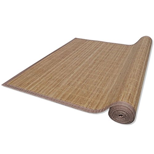 Alfombra Salon Bambu - Alfombrilla Madera Bambú con Una Base Antideslizante de PVC | Estera de bambú Esterilla de baño, Cocina y Pasillo Repelente al Agua | Varios tamaños (Marrón, 80 x 300 cm)