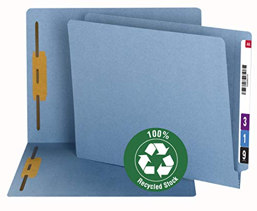 Smead-100-Recycled-End-Tab-Fastener-File-Folder-2-Fasteners-Shelf-Master-Reinforced-Straight-Cut-Tab-Letter-Size-Blue-50-per-Box-34170