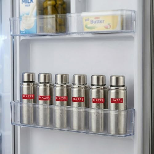 Image of HAZEL Single Wall Stainless Steel Bottle 700ml | Lightweight Water Bottles | Durable Steel Fridge Bottle | Travel-Friendly Design | Set of 6
