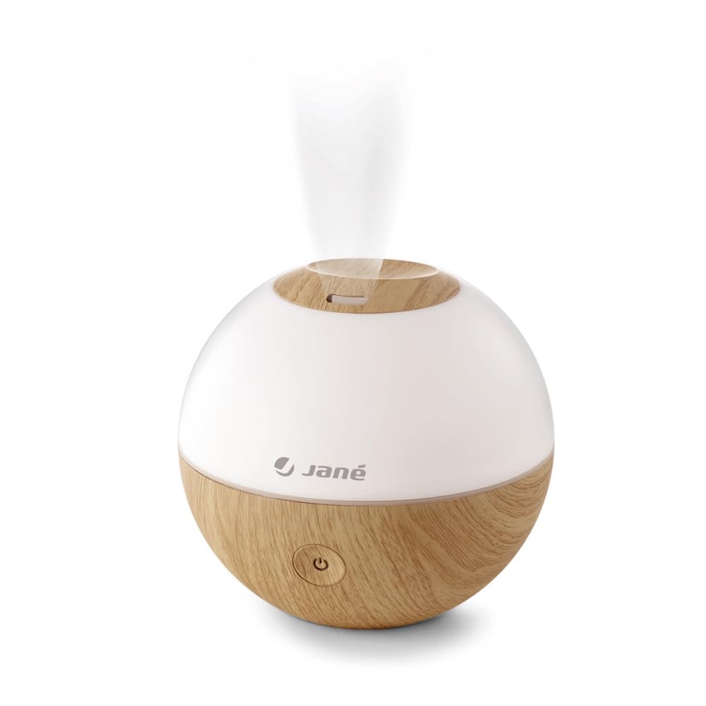 Jané Umidificatore Bambini Ultrasuoni con Luce, Diffusore Aromi, 2 Velocità, Vapore Freddo, Spegnimento Automatico, 360°, Legno