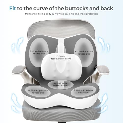 Image of FLORICH 2 in1 Truck Seat Cushion and Lumbar Support Pillow Memory Foam Car Seat Cushion with Adjustable Strap for Truck Driver Long Drives, Fits Semi Truck Seat,Car,Office&Gaming Chair(Grey)