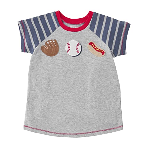 Mud Pie Baby Boys Sport Appliqué Tee, Gray, Large