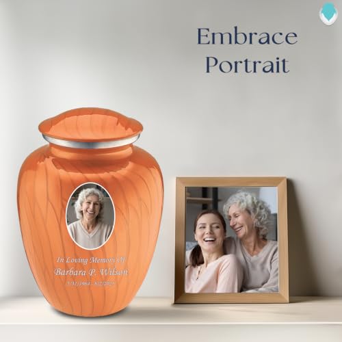 Image of Geturns - Adult Cremation Urns for Human Ashes I Large Photo Funeral Urn for Men and Women I 200 lbs (Pearl Orange)