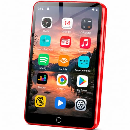 Image of 80GB Android MP3 Player with Bluetooth & WiFi, 4 Inch Full Touch Screen MP4 Music Video Player, Built-in Speaker, FM Radio, Streaming Spotify Player Portable Digital Audio Player for Kids