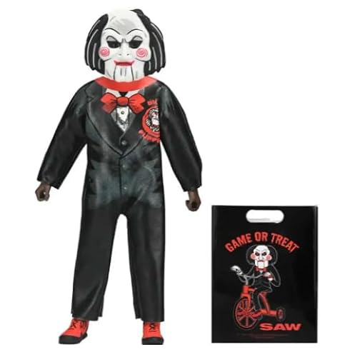 NECA Billy The Puppet Saw Movie 6 Inch Scale Clothed Action Figure, Black Suit with Red Bow Tie, Collector Display with Game or Treat Bag