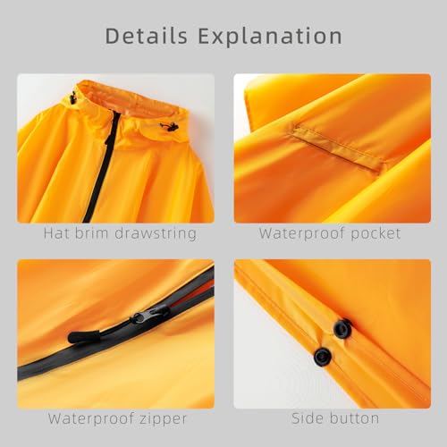 Image of Hooded cape style waterproof raincoat suitable for outdoor activities, hiking, mountaineering, and both men and women