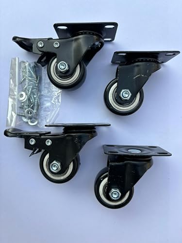 Castersman 1.5" Heavy Duty Caster Wheels Soft PU Swivel Cast...