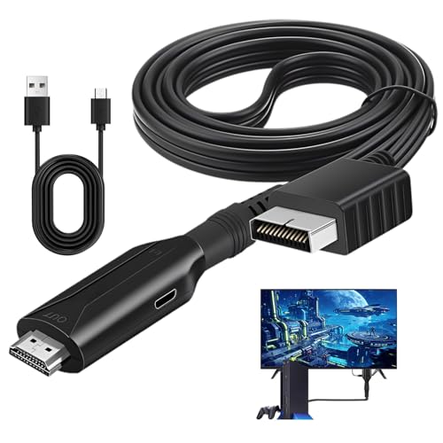 Xforevery Adaptador PS1/PS2 a HDMI 1080P con Cable AV de 1m, Convertidor de Video Audio HD de Interfaz Multimedia para Consolas de Juego HDTV Gaming Sin Pérdida de Transmisión Plug and Play
