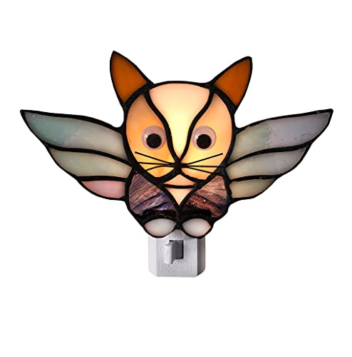 DUONAYU Stained Glass cat Night Light, Cats Decorative Night Light, Pet Commemorative Gift, Love Cats (DYM9005) (Grey)