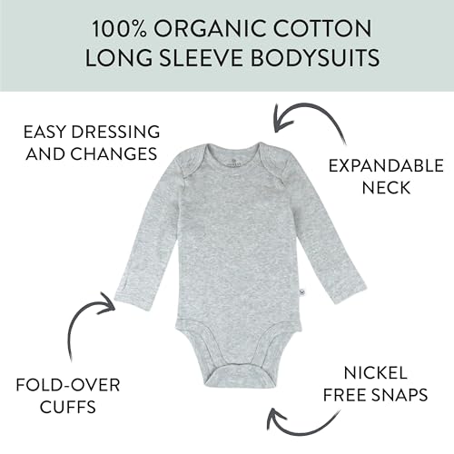 HonestBaby Baby Boys' 5-pack Long Sleeve Bodysuits One-piece 100% Organic Cotton for Infant Baby Boys', Unisex - Image 3