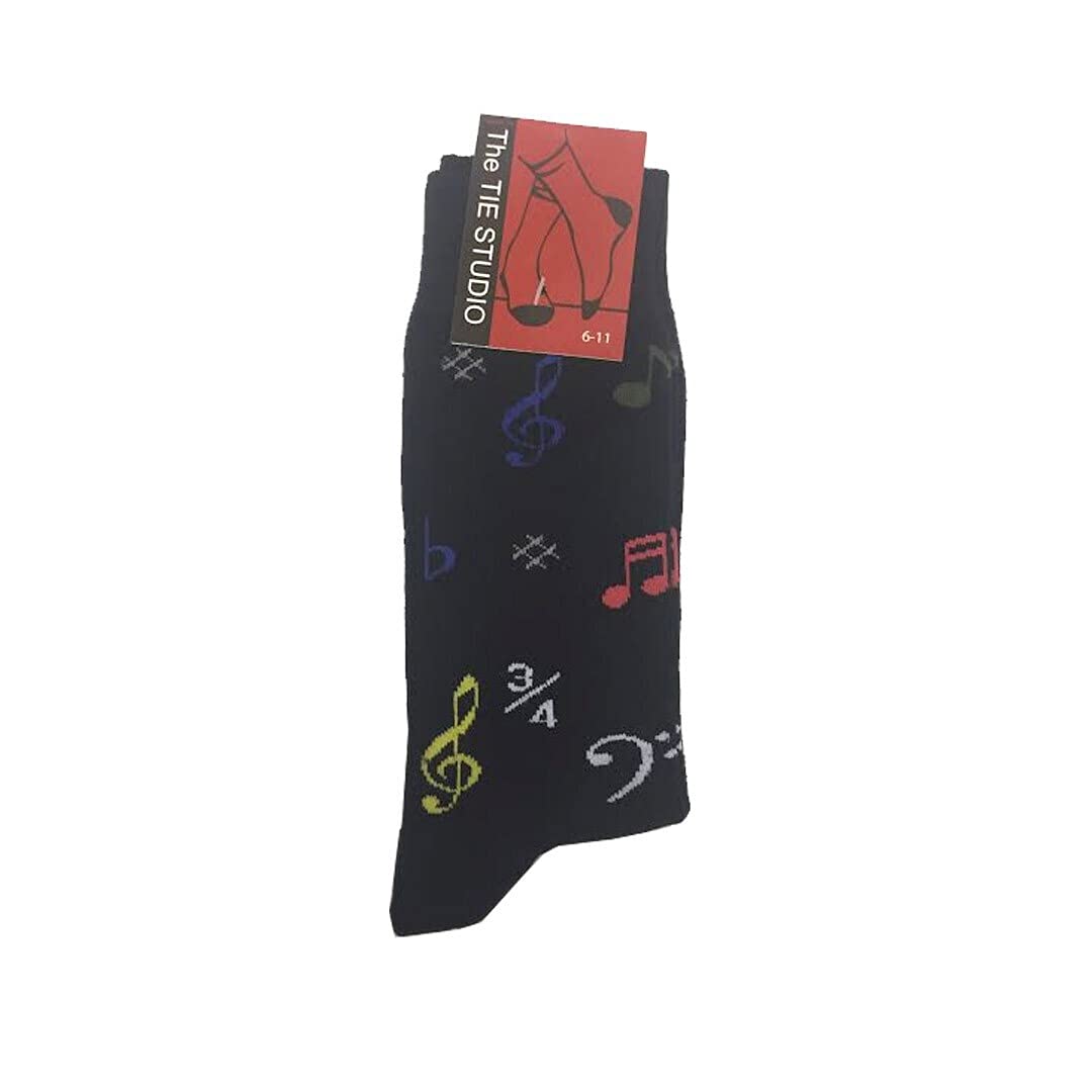 Musical Symbol Socks - Black (Size 6-11): Clothing