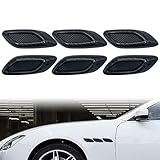 Hawyet Pack-6 Car Side Vent Stickers, ABS Shark Gills Stickers, 4.25' x 1.45' Air Flow Fender Trims, Three-Dimensional Auto Decorations, Universal for Most Cars, Trucks, SUVs (Black)
