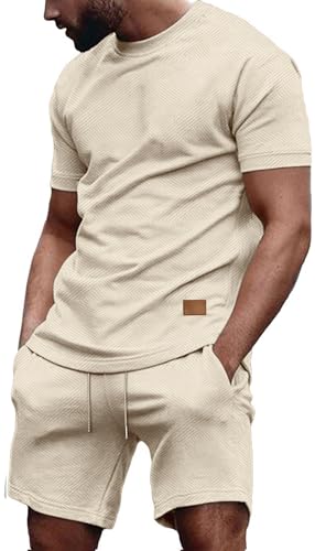 Vssjavun Men's Track Suits 2 Piece Outfits Casual Short Sleeve Shirt and Shorts Set Sweatsuit Summer Tracksuit