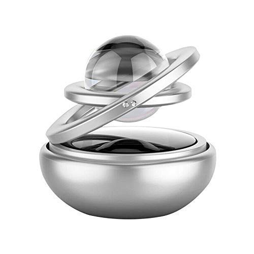 Allure Auto® Solar Car Aromatherapy Essential Oil Diffuser, 360°Double Ring Crystal Rotating Design, Car Perfume (Silver) Compatible with Hyundai Verna
