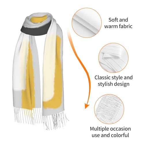 Rough Rectangle Brush Strokes Grey And Yellow Soft Scarf, Winter Warm And Lightweight Shawl, 77x27 Inch Oversized Printed Men'S And Women'S Scarf3