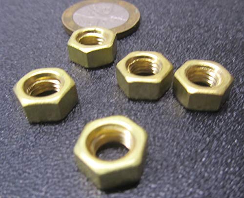 Brass Hex Nuts RH M7 x 1 Thread x 11mm W x 5.5mm H 20 Pcs