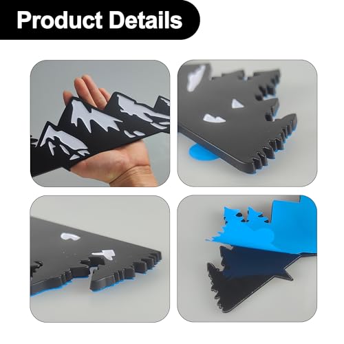 Image of Snow Mountain Tree Emblem for 2016-2023 Tacoma, 2 Pcs Snow Mountain Tree Graphic Logo Badge, Trunk Mountain Logo Emblem, Car Exterior Accessories (Black White)