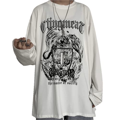 Men Y2K Gothic Dark Academia Anime Cross Sweatshirt Harajuku Punk Grunge Alt Pullover Emo Campus Long Sleeve Casual Tops