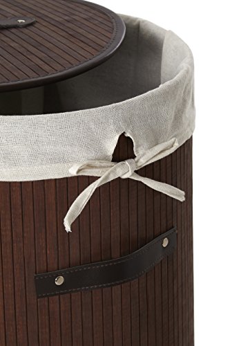 Premier Kankyo Portabiancheria Rotondo Kankyo, bambù, Cotone/Poliestere 65/35, Effetto Pelle, Marrone - Image 6