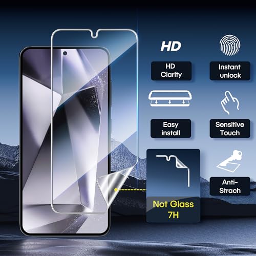 Image of AACL for Samsung Galaxy S25 Plus /S24 Plus Screen Protector Film [Not Glass] | Bubble free Galaxy S25 Plus /S24 Plus 5G Hybrid Film [Fingerprint Compatible][7H Hybrid] [4-Pack]