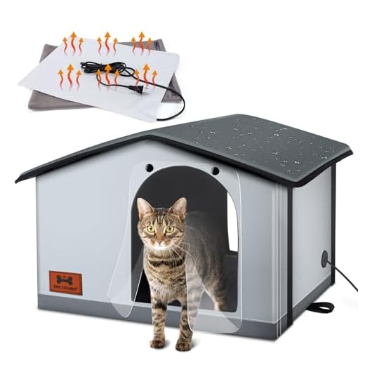 SHU UFANRO Insulated Heated Cat House Indoor/Outdoor, Weatherproof Cat House with Heated Pad for Winter, Outside Shelter for Feral Cats and Small Dogs (20"x17"x16")