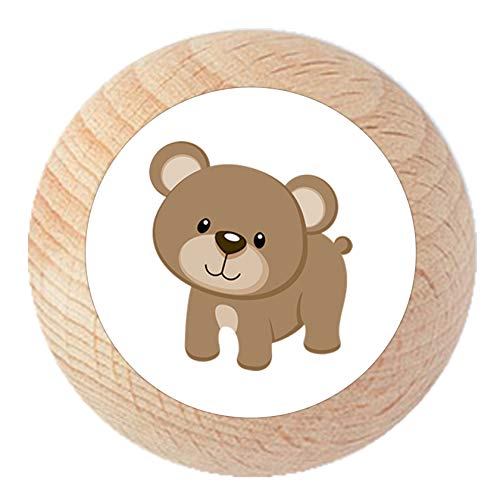 Möbelknauf Bär natur klar lackiert Holz Kinder Kinderzimmer 1 Stück Waldtiere Cover