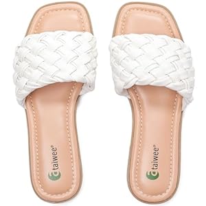 Ataiwee-Womens-Flat-Slide-Sandals-Fashionable-Braided-Elegant-Cross-Strap-Flat-Summer-Sandals