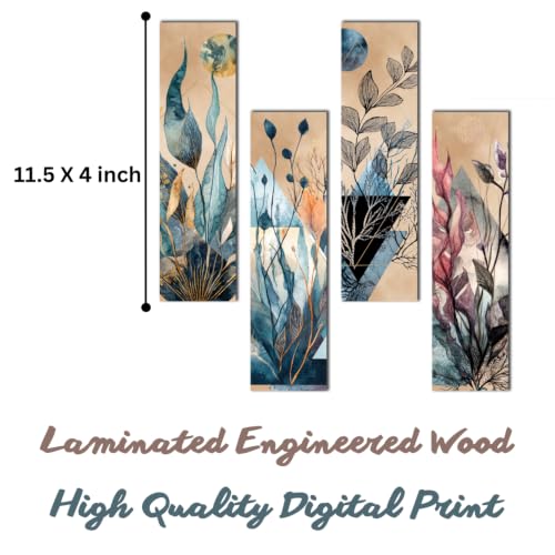 Image of GENXTRA Contemporary Floral Wall Decor Panels | Abstract Botanical Wall Hanging Set for Living Room, Bedroom, Dining Room & Hallway