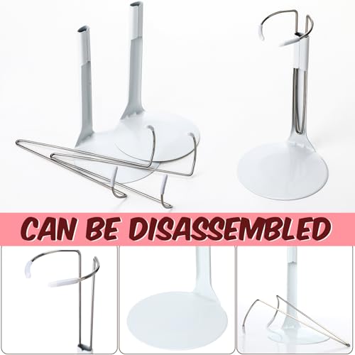 Image of Yaocom 24 Pcs Doll Stands Adjustable Action Figure Stands with Expandable Waist Wire for 8 inch-12 inch Dolls Action Figure (White, Silver)