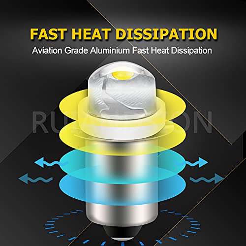 Ruiandsion 2pcs P13.5S LED Bulbs 6V 0.5W White 6000K LED Light Bulb Torch Light Flashlight,Non-Polar fit Both Negative Earth and Positive Earth