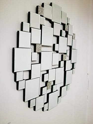 Deenz Modern Round Square Cut Outs Lounge Bathroom Venetian Glitz Accent Mirror 60Cm The World'S Largest Mirror Collection Of Deenz Store