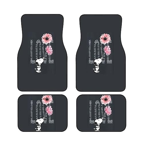 スヌーピー(2) アニメ フロアマット カーマット 防水 丸洗いok ズレ防止加工 滑り防止 耐汚れ カスタムパーツ 車種専用設計 取付簡単 カスタムマット 保護パーツ カー用品 軽 普通車 フロント4枚組