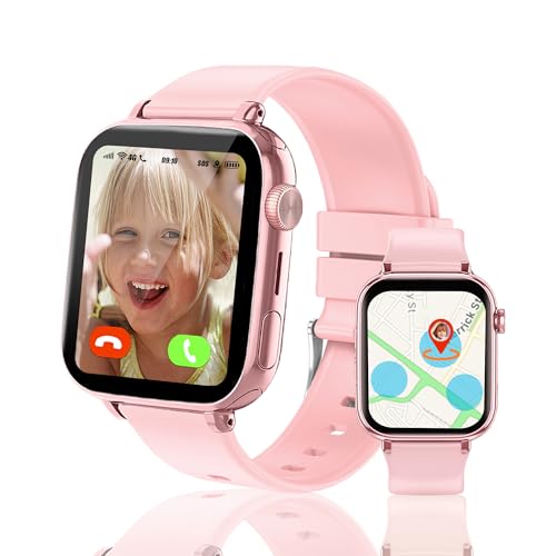 Ruopoem 4G Montre Connectée Enfant, Montre GPS Enfant Tracker avec Appel Vidéo SIM Chat Vocal SOS Réveil Jeux Mode Scolaire Étanche IP68, Montre Telephone...