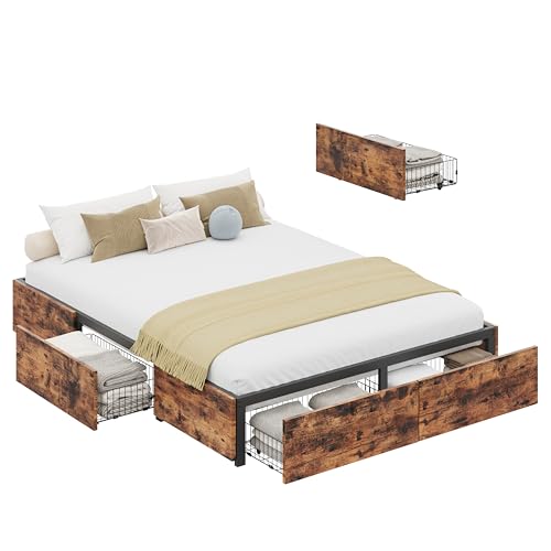 Likimio 727370525222 Queen Bed Frame With Storage, Four Drawers And Heavy Strong Metal Support Frames thumb #5
