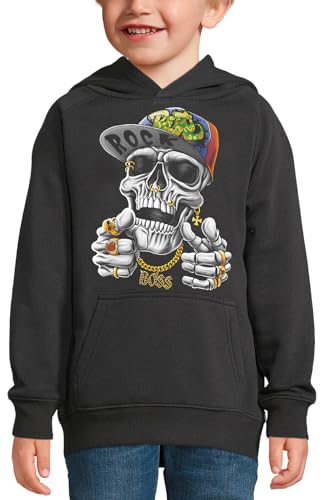 Sweat à capuche crâne hip hop noir 12 ans : hoodie streetwear ado