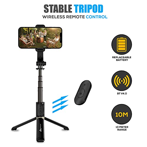 WeCool Selfie Stick Tripod with Detachable Wireless Remote,3-in-1 Extendable Selfie Stick with Sturdy Tripod Stand,Ideal for Vlogging & Travel, Compatible with All iPhone (S3)