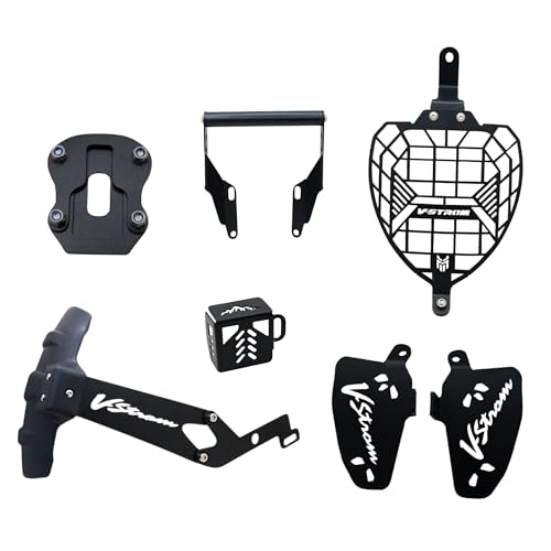 Image of VStrom SX 250 Motorcycle Accessory Combo Kit Includes Rear Oil Cap | Phone Holder, Side Stand Extender, Rust Resistant Black Finish, Easy Installation Compatible Vstrom SX 250.
