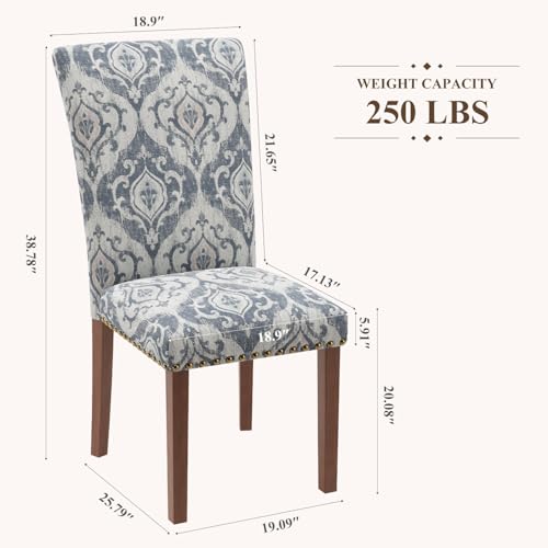 Image of Stylish Dining Chairs Set of 4, Upholstered Parsons Dining Room Chair with Nailhead Trim, Kitchen Room Chair with Thick Cushions and Wood Legs, Nailhead Trim, SKY2050A-03