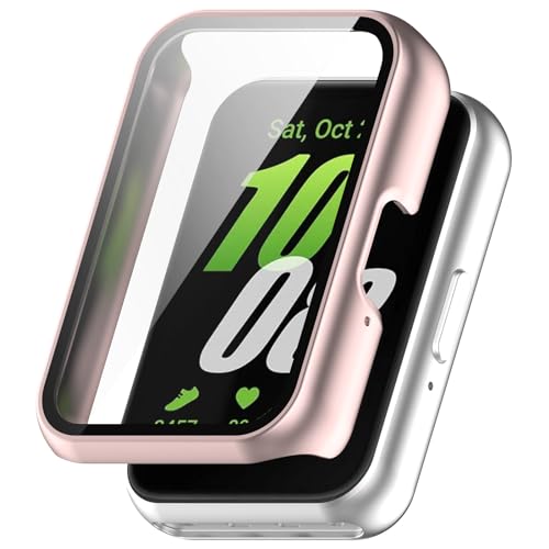 FanTEK Compatible for Samsung Galaxy Fit 3 Watch Case for Women Men, Scratch Resistant Shock Absorbing Case, Light Pink