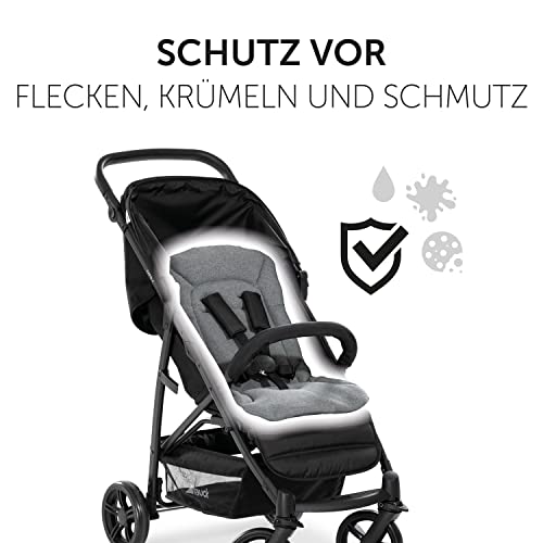 hauck Universal Sitzauflage für Buggys Kinderwagen & Fahrradanhängern aus Atmungsaktiver, Weicher Baumwolle, Einfache Befestigung, für Sommer & Winter (Pushchair Seat Liner, Charcoal)